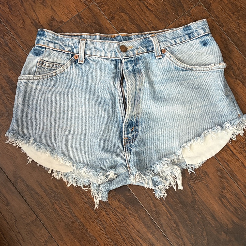 Levi's vintage orange tag Light Blue Frayed Jean Shorts
